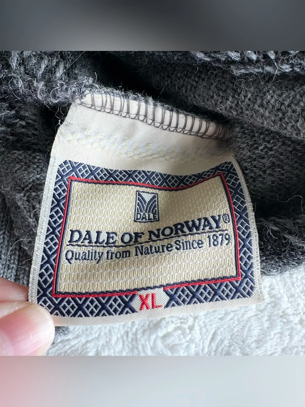 Vintage Dale of Norway Sweater Mens XL Gray Wool Fair Isle 1/4 Zip Ski Nordic